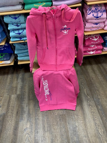 Baltrum Damen Hoodie-Jacke "Pink mit weiß"