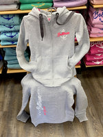 Baltrum Damen Hoodie-Jacke "Hellgrau mit Pink"
