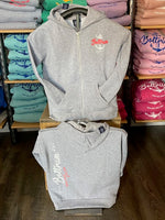 Neu Kinder Hoodie Jacke"in Grau mit Pink"