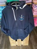 Baltrum Herren Hoodie-Jacke "Navy mit Hellblau und weiß"