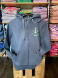 Baltrum Herren Hoodie-Jacke "Jeansblue mit grün"