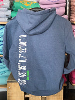 Baltrum Herren Hoodie-Jacke "Jeansblue mit grün"