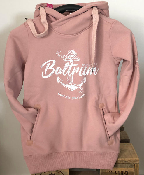 Baltrum Damen Hoodie Anker Vintage "in Pearl"