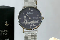 Baltrum Uhr mit Metallarmband und blauem Ziffernblatt