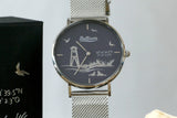 Baltrum Uhr mit Metallarmband und blauem Ziffernblatt